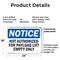 Signmission Not Authorized For Payload Lift Empty Only, 24 in W x Rectangle, Plastic OS-2PACK-NS-P-1824-L-15176 - alternate 7